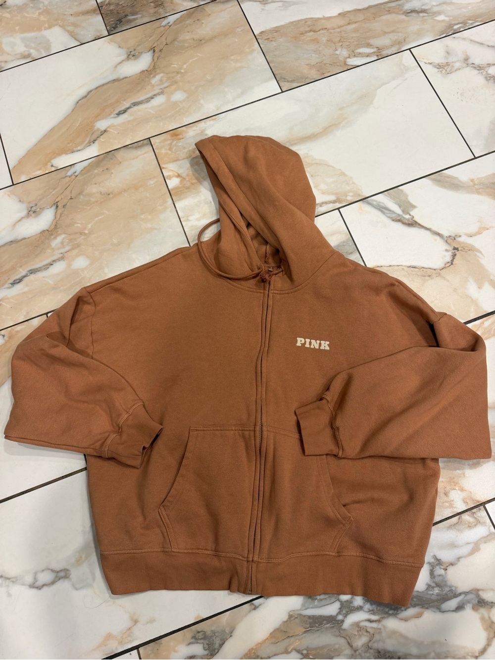 Victoria's Secret PINK Full-Zip Hoodie in Rust Brown